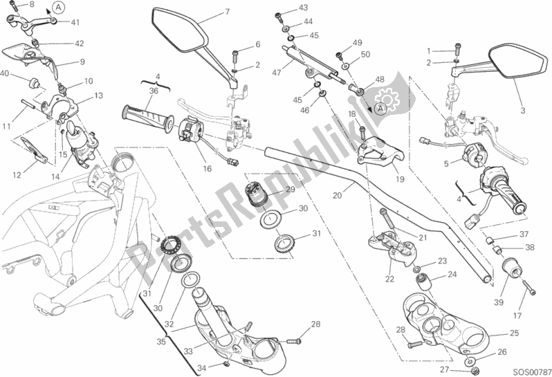 All parts for the Handlebar And Controls of the Ducati Monster 1200 R USA 2017